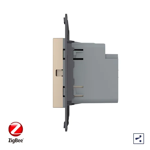 Одноклавишный проходной сенсорный выключатель ZigBee Module, цвет золотой (механизм) Livolo — фото 3