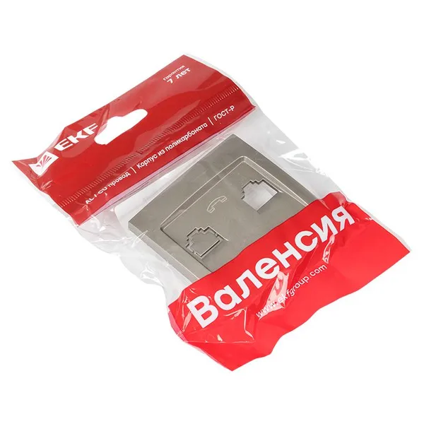 Валенсия Лицевая панель розетки Phone 1-местная кашемир EKF — фото 2