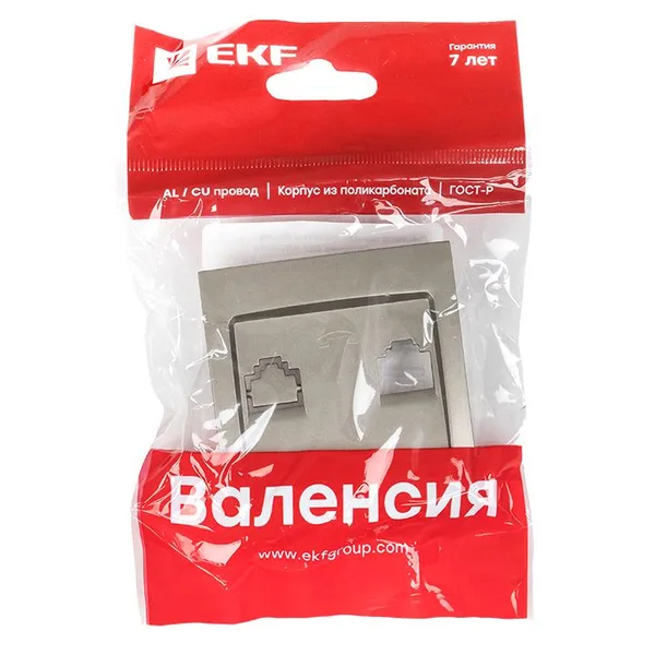Валенсия Лицевая панель розетки Phone 1-местная кашемир EKF — фото 3