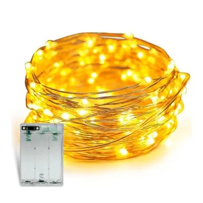 Гирлянда Роса 50 led IP65 на батарейках 5 метров Желтый Giant4