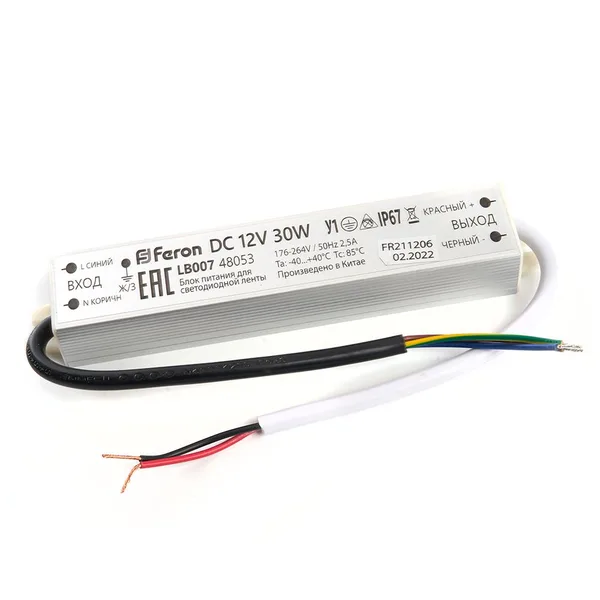 Блок питания для светодиодной ленты 30W 12V IP67 (драйвер), LB007 Feron — фото 6