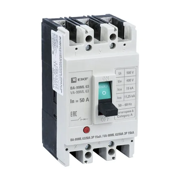 Выключатель автоматический ВА-99МL 63/ 50А 3П 15кА EKF Basic 3 50А 400В 15кА ВА-99ML EKF