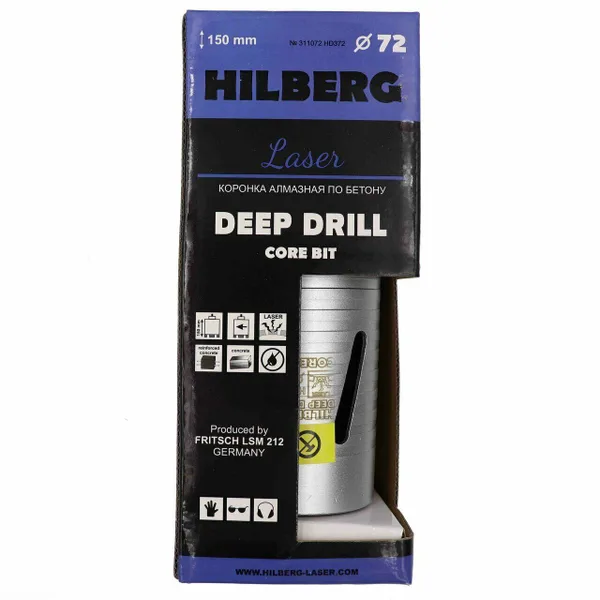 Коронка алмазная по бетону 72*150 мм Laser Deep Drill HD372 Hilberg — фото 3