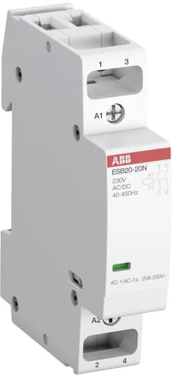 Контактор ESB20-20N-06 модульный (20А АС-1 2НО) катушка 230В AC/DC ABB