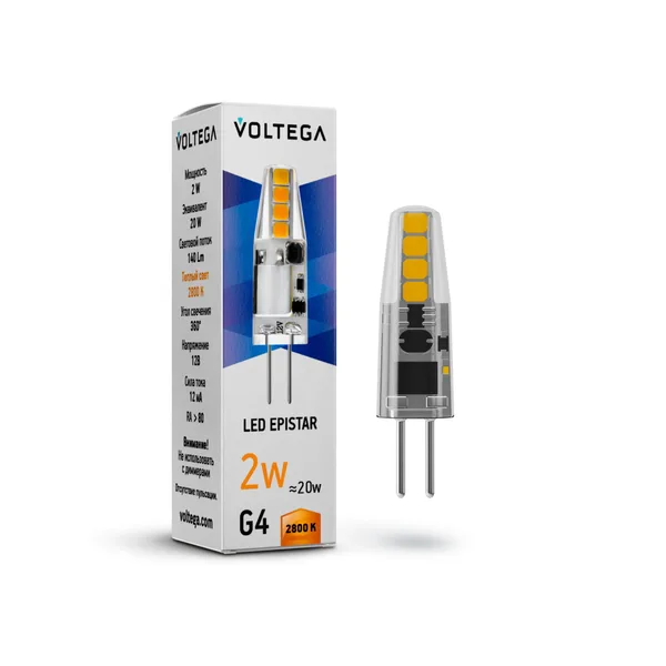 Лампа св/д G4 2Вт 2800K Прозрачный Capsule G4 7142 Voltega