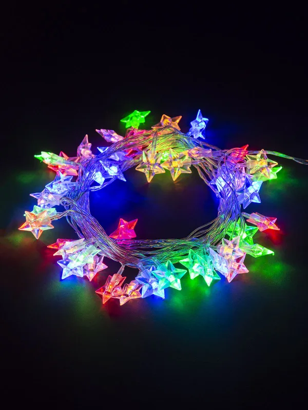 Гирлянда светодиодная "Звездочки" 50LED, 5м, 8 режимов, многоцвет., прозр.шнур, 250 В, TDM — фото 4