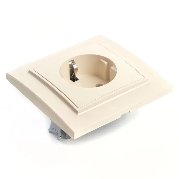 Розетка 1-местная с/з, STEKKER, PST16-9010-02, 250В, 16А с защитной шторкой, серия Эрна, слоновая кость — фото 2