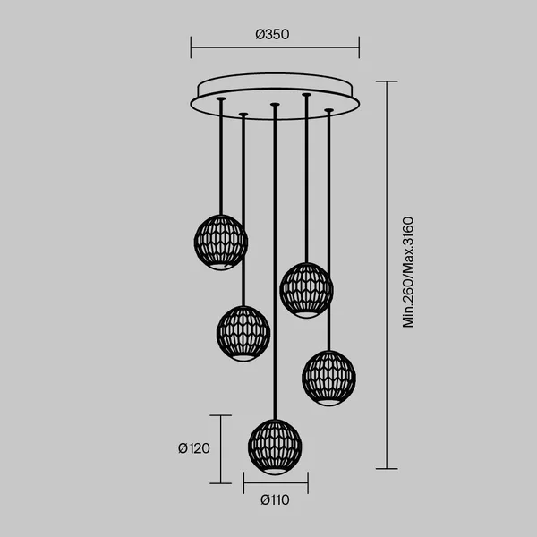 Подвесной светильник 5*LED 30Вт Латунь IP20 Sapphire MOD293PL-L30BS3K Maytoni — фото 4