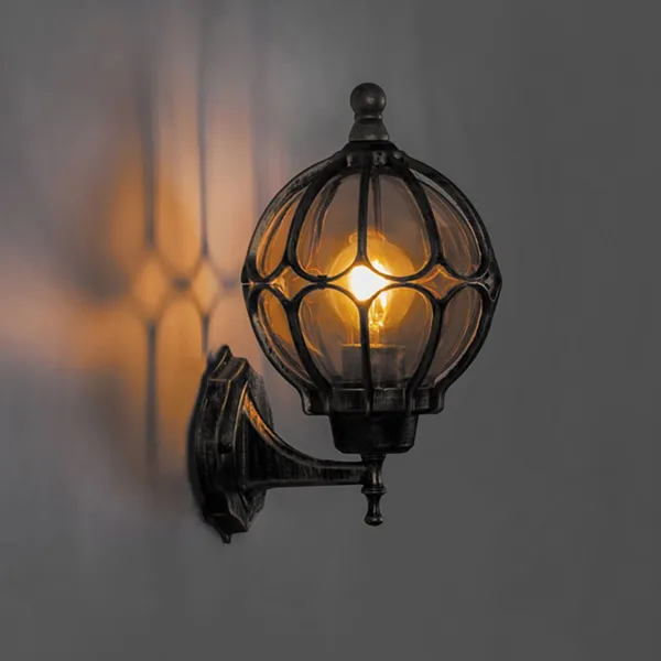 Светильник садово-парковый Feron PL3701 круглый на стену вверх 60W 230V E27, черное золото — фото 4