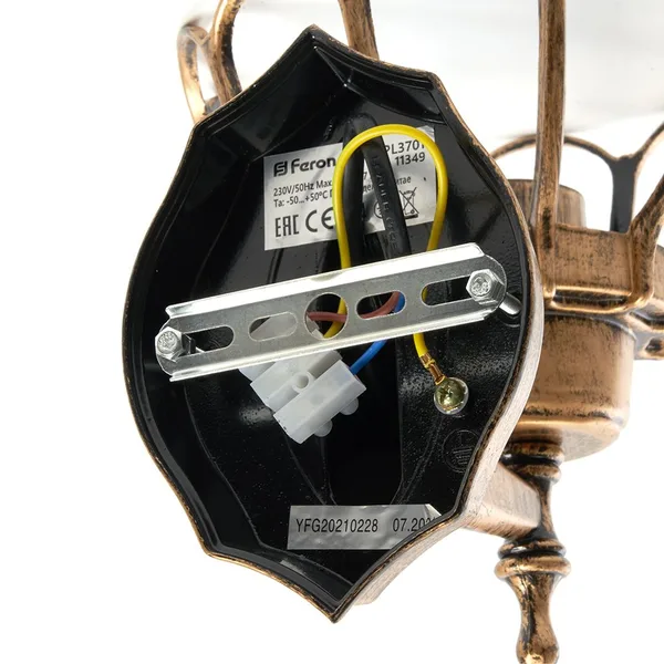 Светильник садово-парковый Feron PL3701 круглый на стену вверх 60W 230V E27, черное золото — фото 6