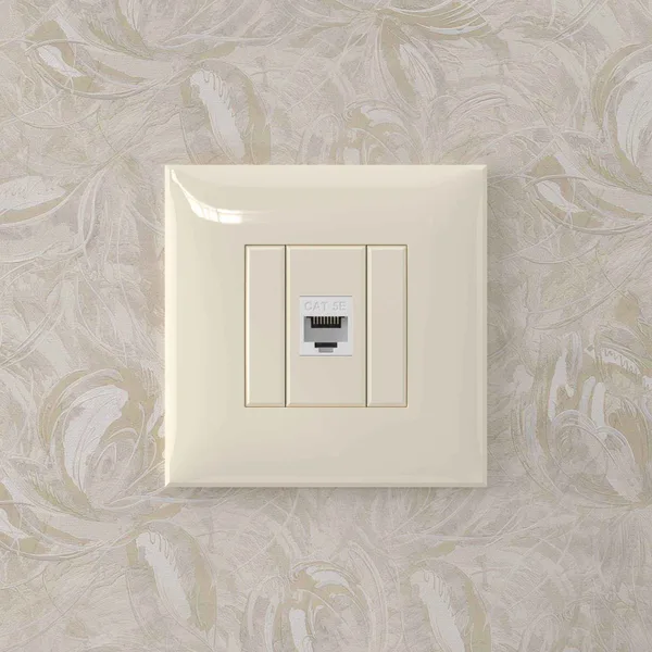 Компьютерная розетка RJ-45 без шторки в стену, кат.5е одинарная, "Avanti", "Ванильная дымка" DKC — фото 5