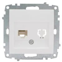 Милан Механизм розетки без лицевой панели СУ 1-местной RJ-45 10А белый IP20 EKF
