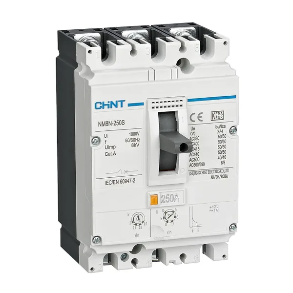 Выключатель автоматический NM8N-250R TM 3П 160А 150кА с рег. термомаг. расцепителем CHINT