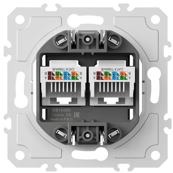 Donel механизм розетки RJ45 + RJ45 (двойная) cat.6/ClassE-8/8, серия DB — фото 2