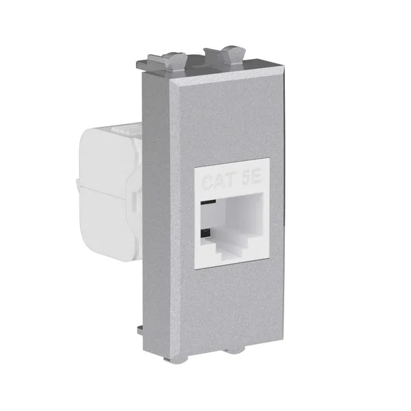 Компьютерная розетка RJ-45 без шторки модульная, кат.5е, "Avanti", "Закаленная сталь", 1 модуль DKC — фото 2