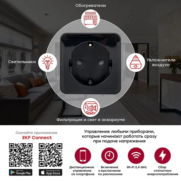 Умная розетка EKF Сonnect PRO Wi-Fi черная — фото 6