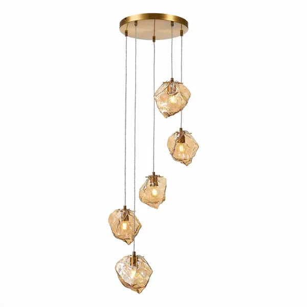 Светильник подвесной Латунь/Янтарный E14 5*40Вт SL1175.303.05 ST LUCE