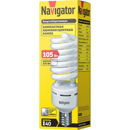 Лампа энергосберегающая спираль КЭЛ-FS 105 Вт Е40 4000К Navigator