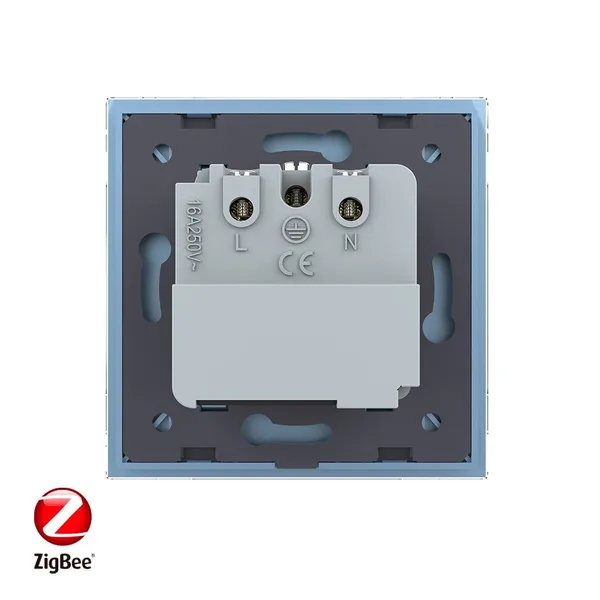 Розетка электрическая ZigBee (Wi-Fi) с заземлением защитными шторками 16A 1 пост Синяя Livolo — фото 4