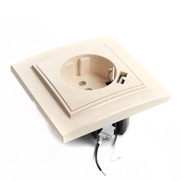 Розетка 1-местная с/з, STEKKER, PST16-9011-02 250В, 16А с защитной шторкой и с USB, серия Эрна, слоновая кость — фото 3