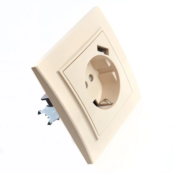 Розетка 1-местная с/з, STEKKER, PST16-9011-02 250В, 16А с защитной шторкой и с USB, серия Эрна, слоновая кость — фото 2