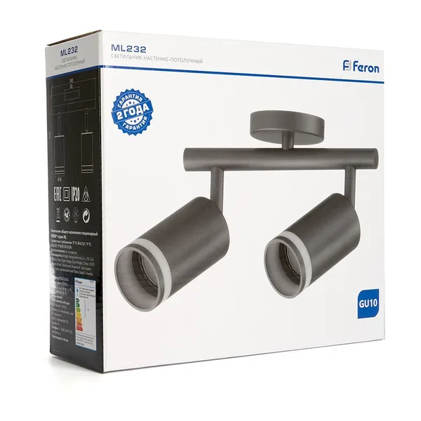 Светильник Feron ML232 настенно-потолочный под лампу GU10, черный — фото 4
