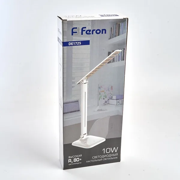 Настольный светодиодный светильник Feron DE1725 10W, 4000K, 100-240V, белый — фото 7