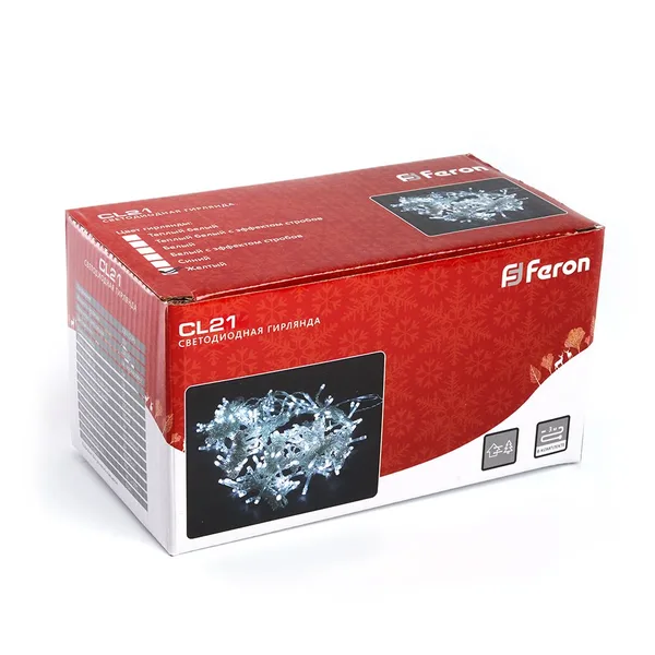 Св/д гирлянда Feron CL21 занавес 3*2м + 3м 230V 2700К , эффектом стробов, прозр.шнур — фото 7