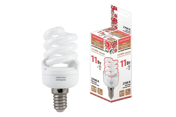 Лампа люминесцентная НЛ-FSТ2-11 Вт-2700 К–Е14 (42х93 мм) TDM