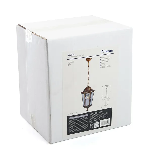 Светильник садово-парковый Feron 6205/PL6205 шестигранный на цепочке 100W E27 230V, черное золото — фото 4