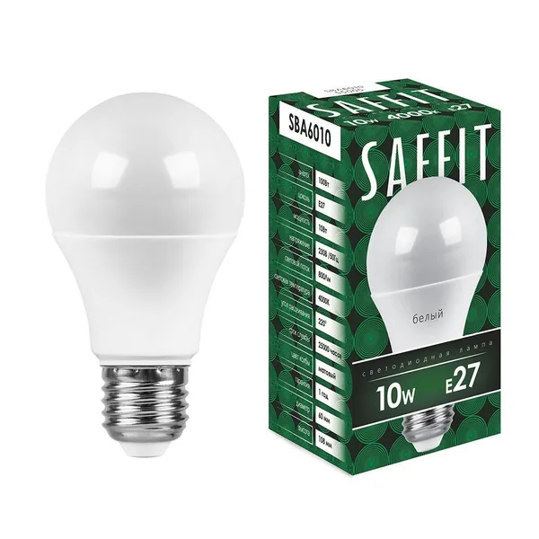 Лампа светодиодная SAFFIT SBA6010 Шар E27 10W 4000K Feron