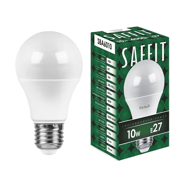 Лампа светодиодная SAFFIT SBA6010 Шар E27 10W 4000K Feron — фото 2