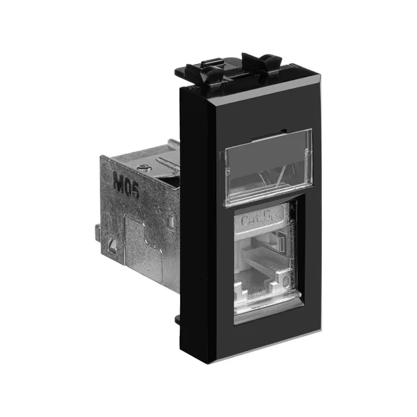 Компьютерная розетка RJ-45 модульная, кат.5е экранированная, "Avanti","Черный квадрат", 1 модуль DKC — фото 2