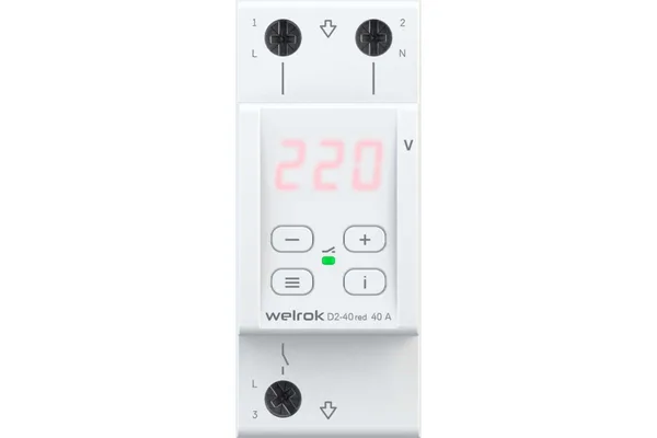 Реле напряжения Welrok D2-40 red 40 А (max 50 A), 8 800 ВА
