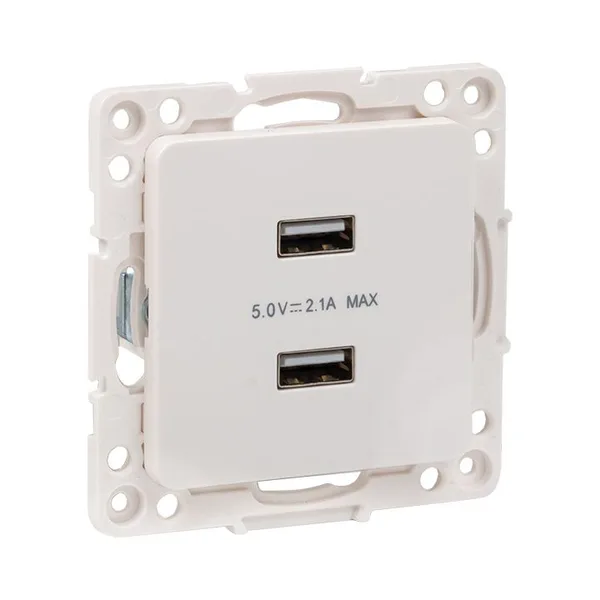 Стокгольм Механизм Розетки USB 2-местной 2,1А белый EKF — фото 2