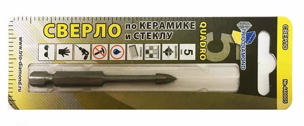 Сверло по керамике и стеклу квадро 5мм 440005 Trio-Diamond — фото 2