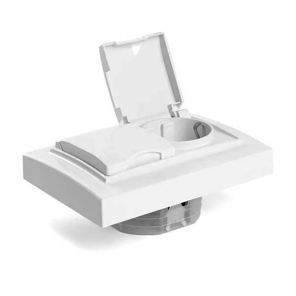 Розетка 2-местная с/з с крышкой, STEKKER, PST16-9015-01, 250В, 16А, серия Эрна, белый — фото 4