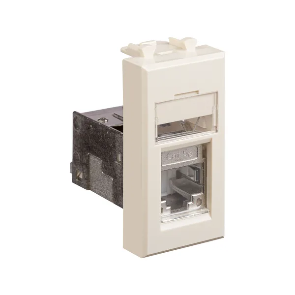 Компьютерная розетка RJ-45 модульная, кат.5е экранированная, "Avanti","Ванильная дымка", 1 модуль DKC — фото 2