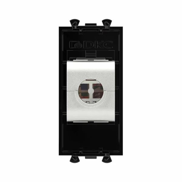 Компьютерная розетка RJ-45 без шторки модульная, кат.6 экранированная, "Avanti", "Черный квадрат", 1 модуль DKC — фото 4