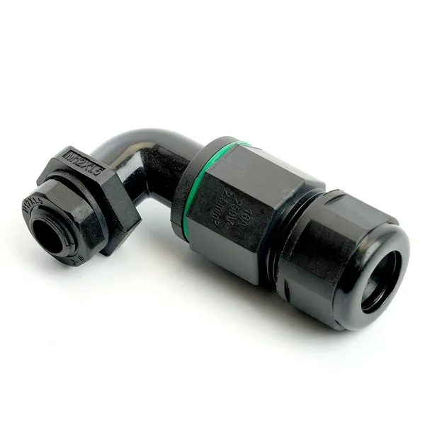 Соединитель-коннектор LD543 3-контактный угловой с винтовым контактом IP68, черный STEKKER — фото 3