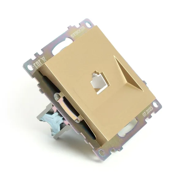 Розетка компьютерная 1-местная RJ-45 (механизм), STEKKER, GLS00-7107-08, серия Катрин, золото — фото 3
