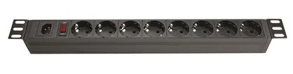 Блок распределения питания (PDU) 19" 10A с выключателем, Вых:8 Schuko, Вх:С14 DKC