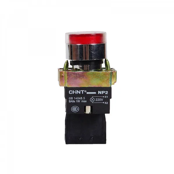 Кнопка управления NP2-EW3465 1НО+1НЗ красная AC/DC230В(LED), IP40 (R) CHINT