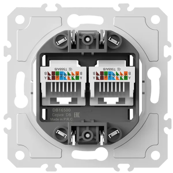 Donel механизм розетки RJ45 + RJ45 (двойная) cat.5/ClassE-8/8, серия DB — фото 2