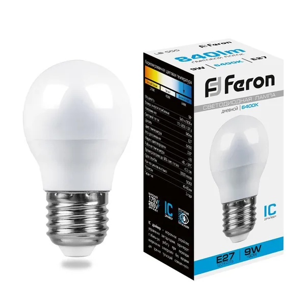 Лампа светодиодная Feron LB-550 Шарик E27 9W 6400K — фото 2