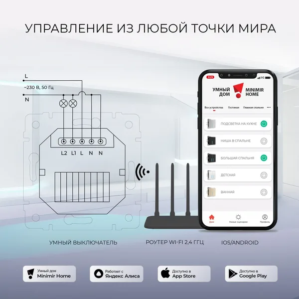 Умный сенсорный выключатель двухклавишный B СУ IP20 Werkel — фото 10
