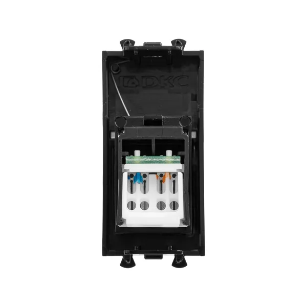 Компьютерная розетка RJ-45 модульная, кат.6А, "Avanti", "Черный квадрат", 1 модуль DKC — фото 3
