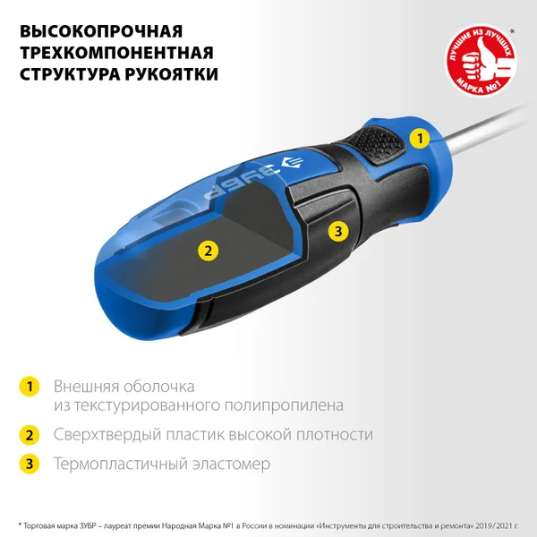 ПРОФЕССИОНАЛ-П2 переставная отвертка SL6 / PH2 ЗУБР — фото 2