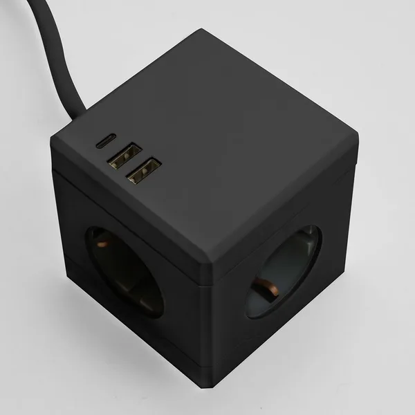 HM10-41-01 Удлинитель 3-местный с/з, 3x1мм², 1.5м, 250В, 16А, 2USB+1С, 5V 3,1А, серия Comfort, черный STEKKER — фото 3