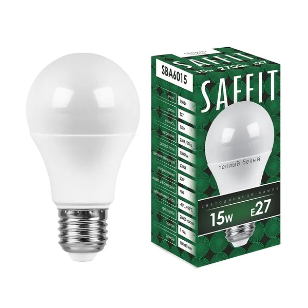 Лампа светодиодная SAFFIT SBA6015 Шар E27 15W 2700K Feron